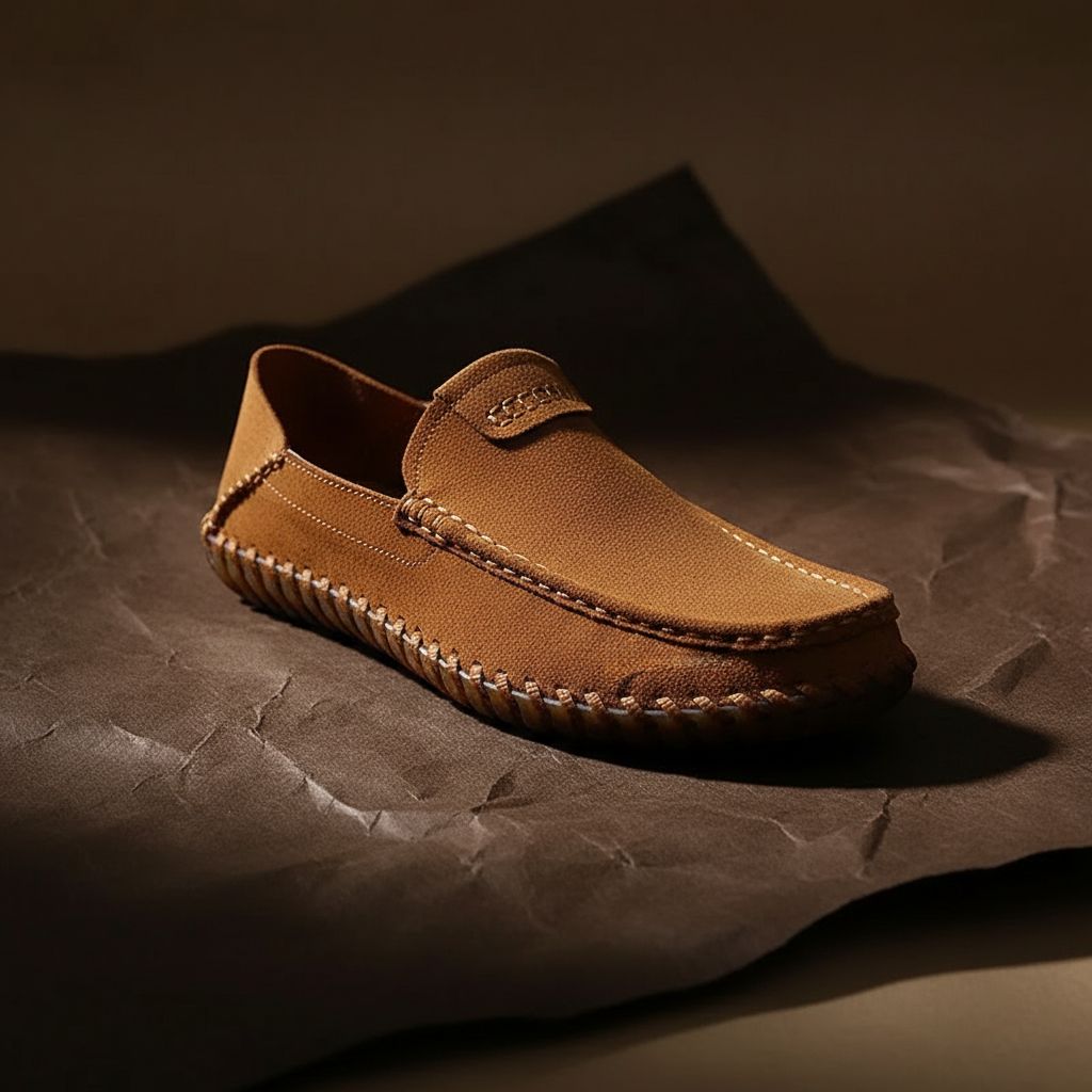 Luciano Men's Suede Loafers – Hand-Stitched Leather Slip-Ons