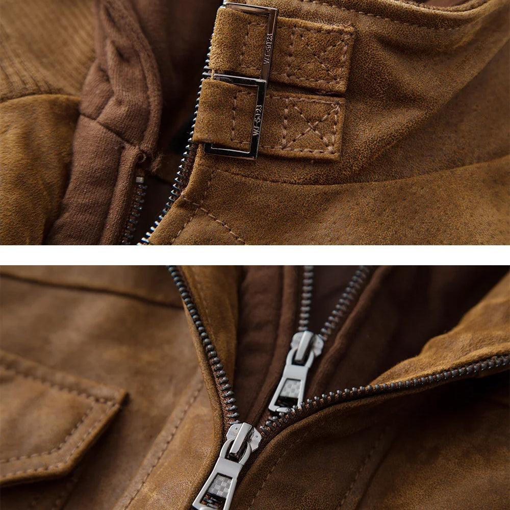Dakar Men’s Hooded Leather Jacket – Genuine Leather Jacket