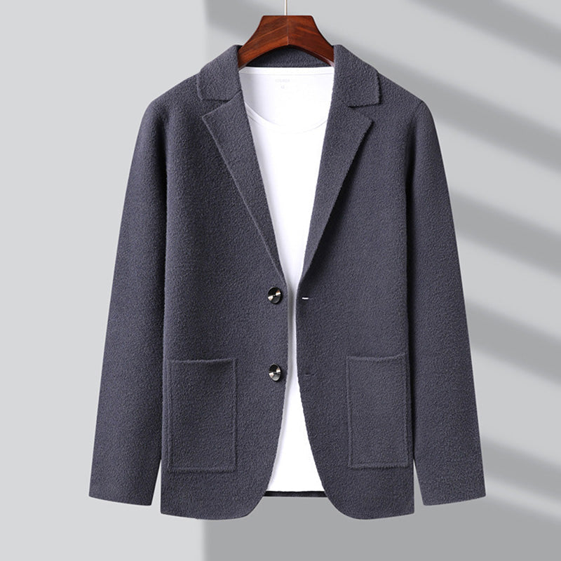 Dominic Men’s Cardigan Sweater – Knit Blend with Turn-Down Collar & Button Closure