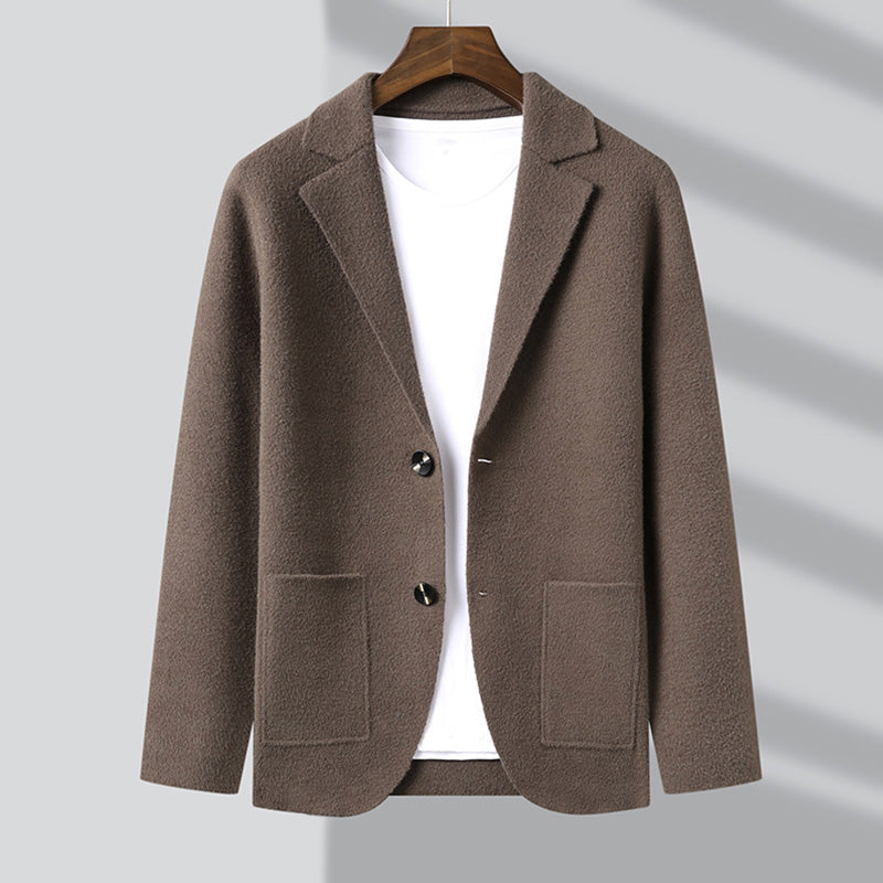 Dominic Men’s Cardigan Sweater – Knit Blend with Turn-Down Collar & Button Closure