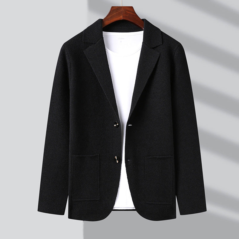 Dominic Men’s Cardigan Sweater – Knit Blend with Turn-Down Collar & Button Closure