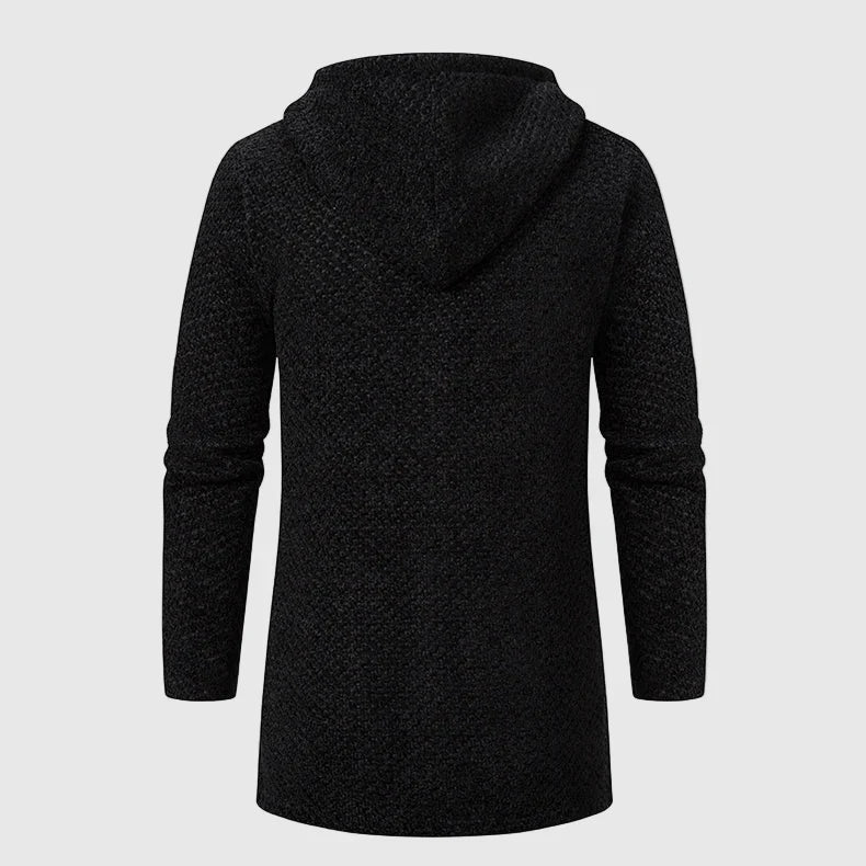 Lovito Men’s Hooded Jacket – Textured Knit Coat with Relaxed Fit