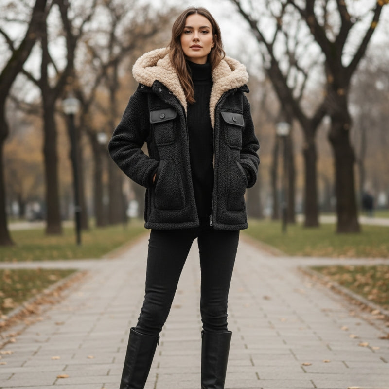 Celeste Women’s Wool Coat – Sherpa Lined Winter Jacket