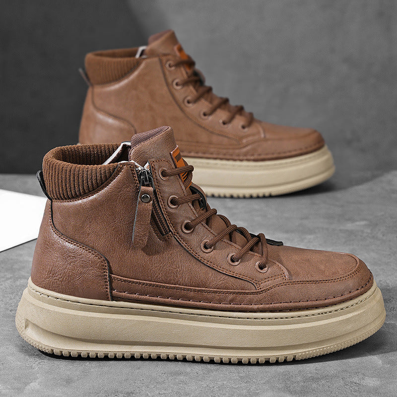Teodoro Men’s Shoes – Leather Zip High-Top Trainers