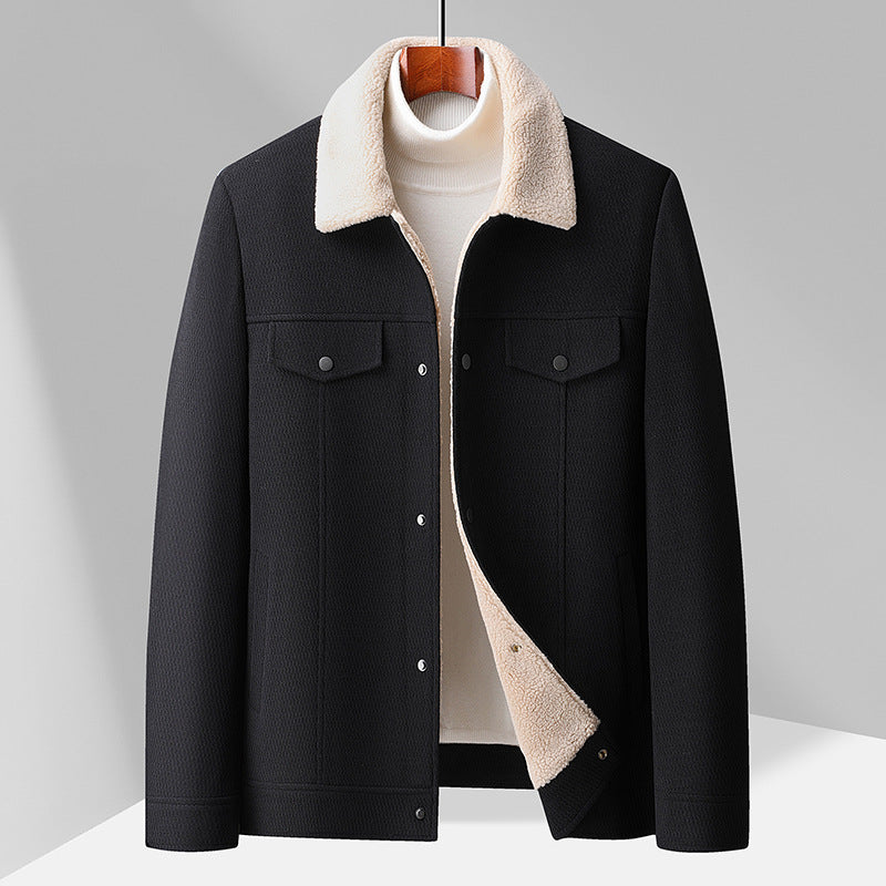 Ridge Men’s Wool Jacket – Textured Blend with Insulated Interior