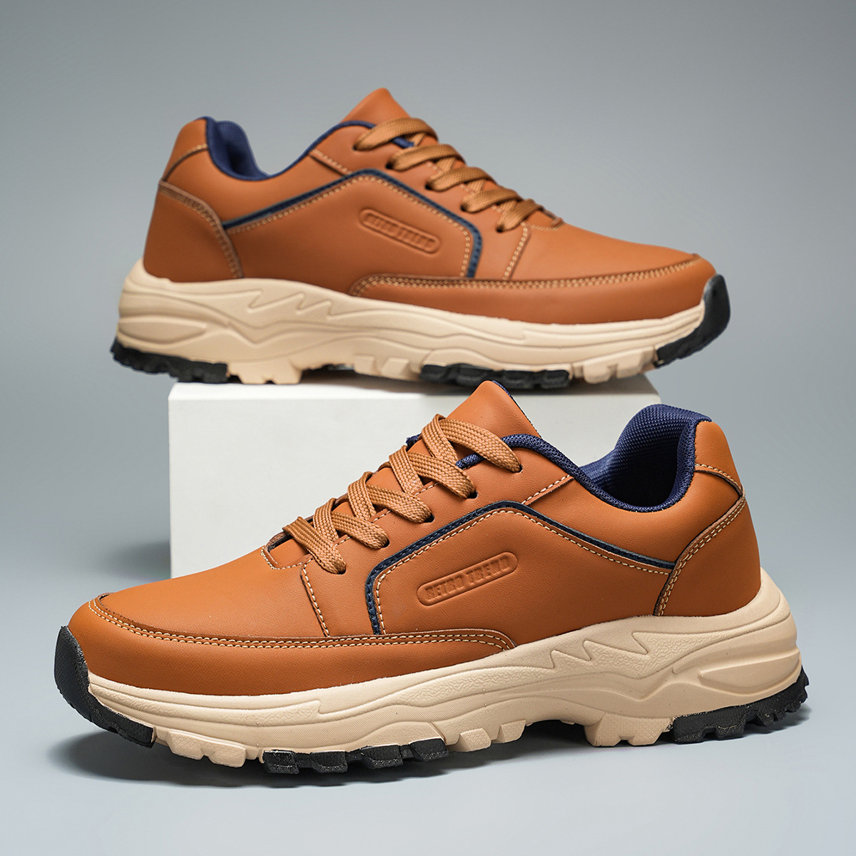 Archie Men’s Leather Trainers – Cushioned Everyday Shoes