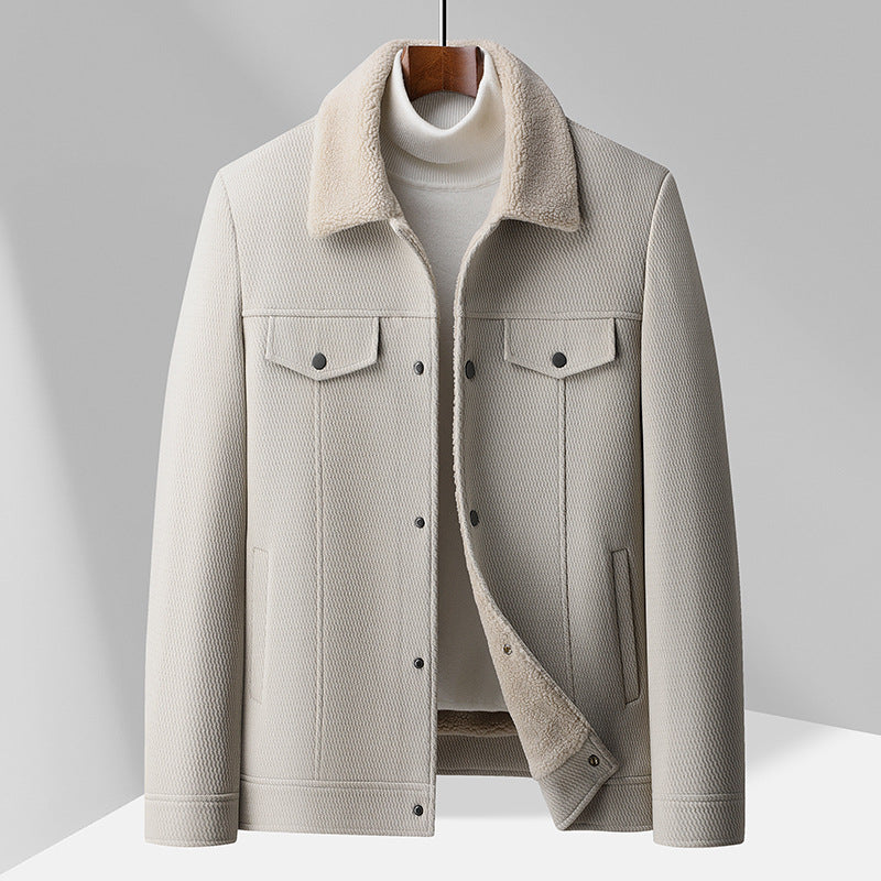 Ridge Men’s Wool Jacket – Textured Blend with Insulated Interior