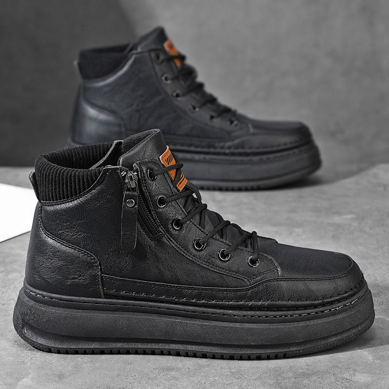 Teodoro Men’s Shoes – Leather Zip High-Top Trainers