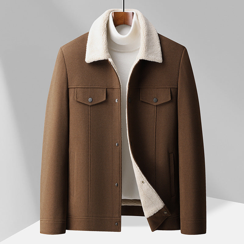 Ridge Men’s Wool Jacket – Textured Blend with Insulated Interior