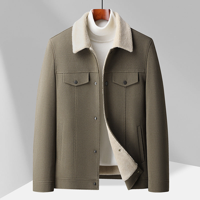 Ridge Men’s Wool Jacket – Textured Blend with Insulated Interior