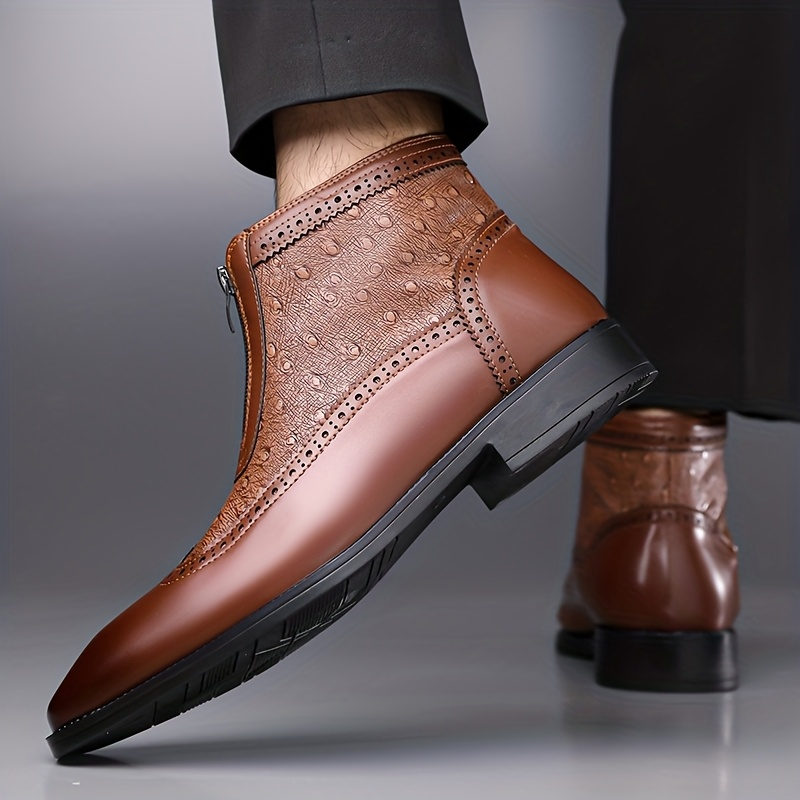 Victor Men’s Ostrich Leather Zip Boots