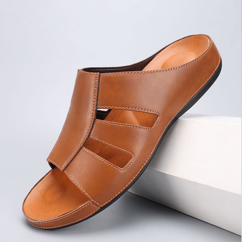 Rainier Leather Slip-On Casual Sandals – Lightweight Comfort Footwear