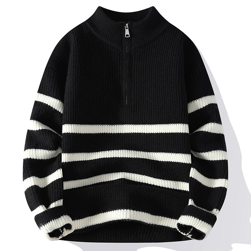Mason Men's Quarter-Zip Sweater – Soft Knit Striped Pullover for Men