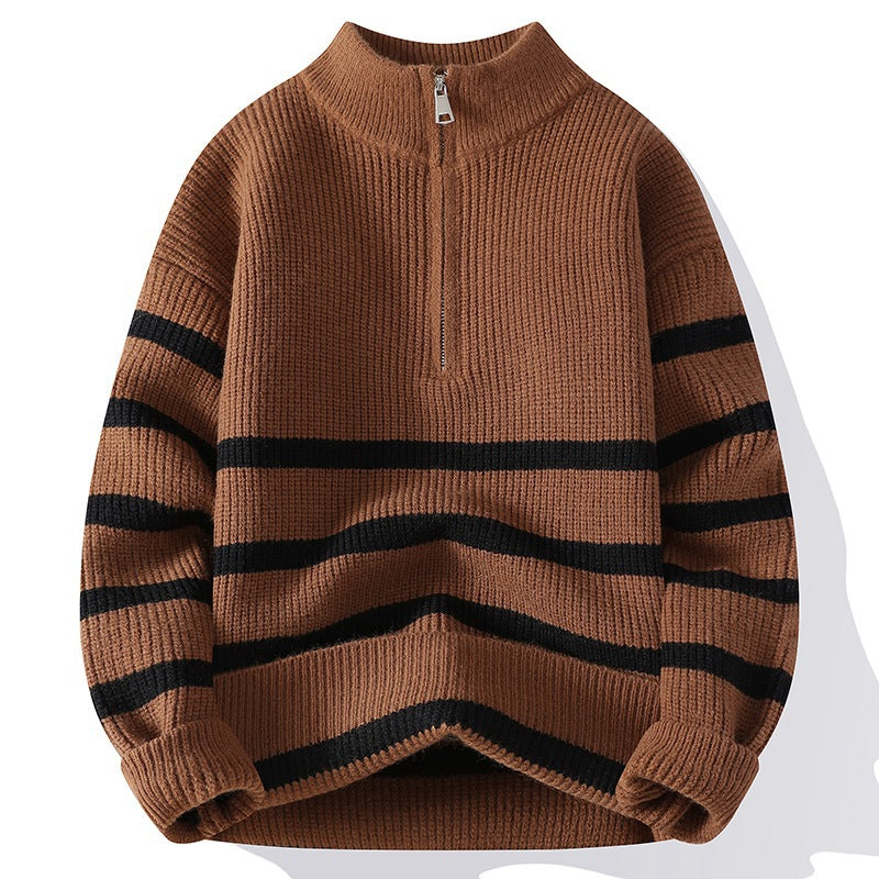 Mason Men's Quarter-Zip Sweater – Soft Knit Striped Pullover for Men