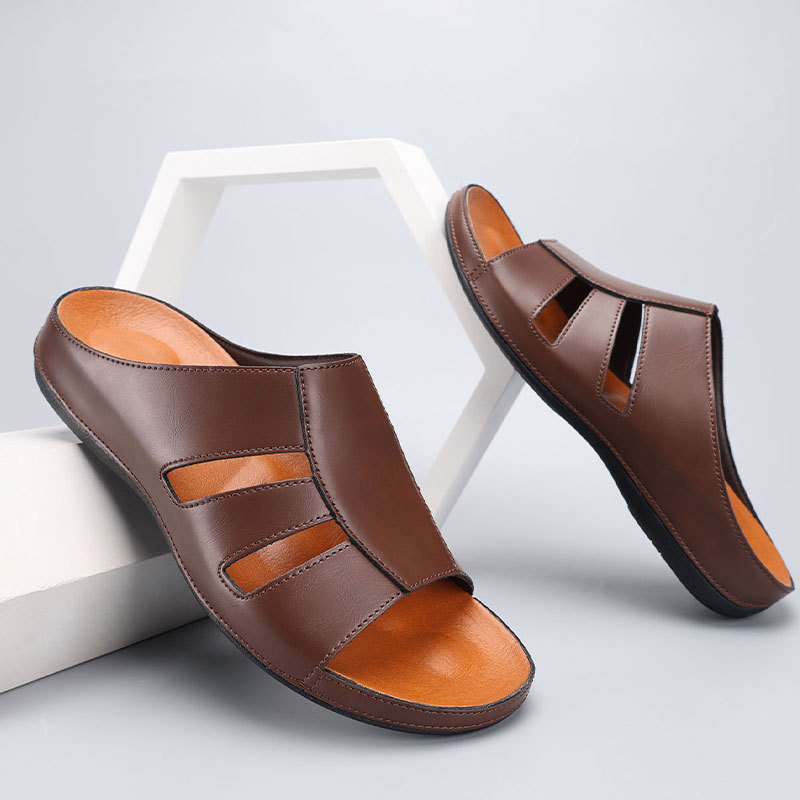 Rainier Leather Slip-On Casual Sandals – Lightweight Comfort Footwear