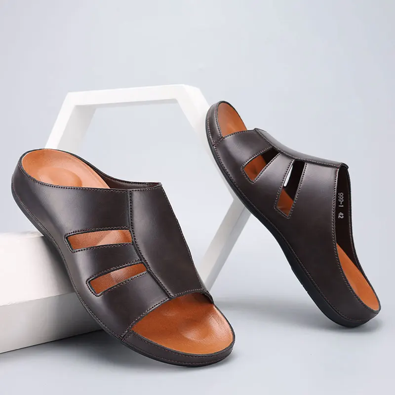 Rainier Leather Slip-On Casual Sandals – Lightweight Comfort Footwear