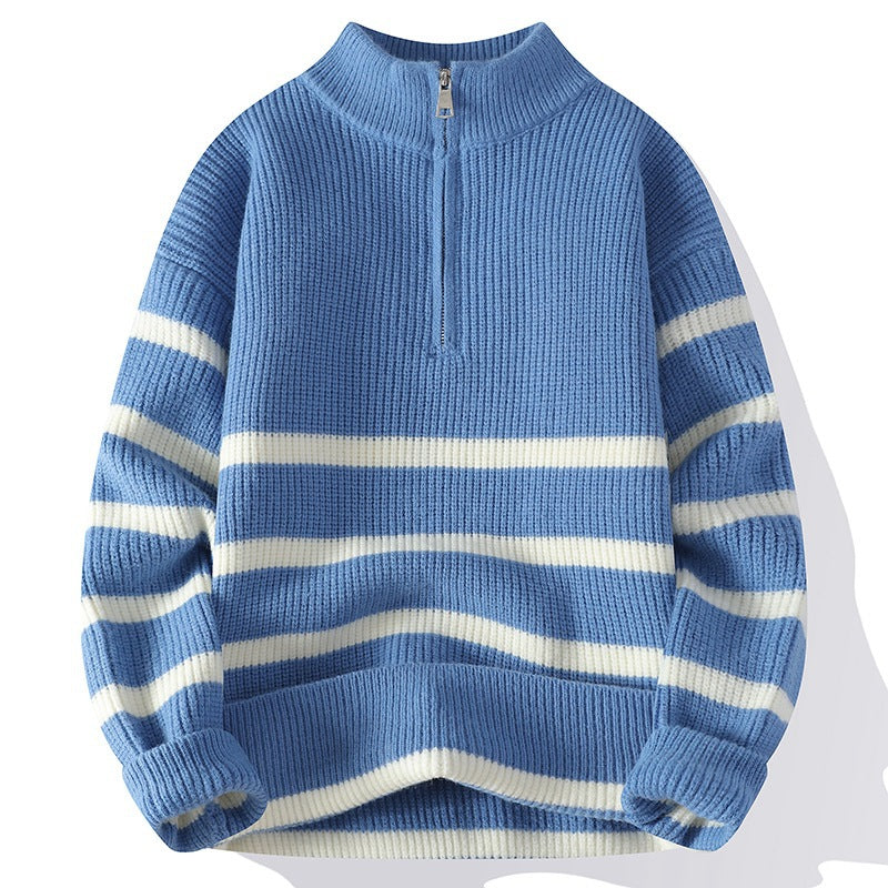 Mason Men's Quarter-Zip Sweater – Soft Knit Striped Pullover for Men