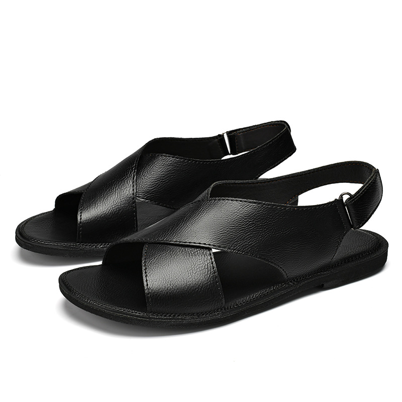 Gerard Genuine Leather Cross Wrap Sandals – Cushioned Casual Summer Footwear