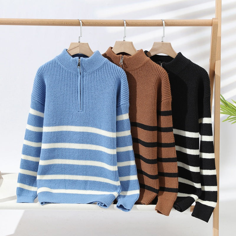 Mason Men's Quarter-Zip Sweater – Soft Knit Striped Pullover for Men