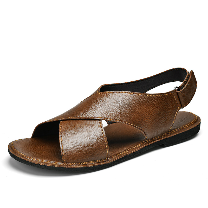 Gerard Genuine Leather Cross Wrap Sandals – Cushioned Casual Summer Footwear