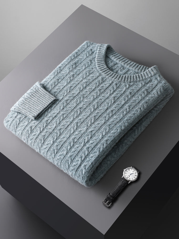 Hudson Men’s Merino Wool Sweater – Cable Knit Sweater