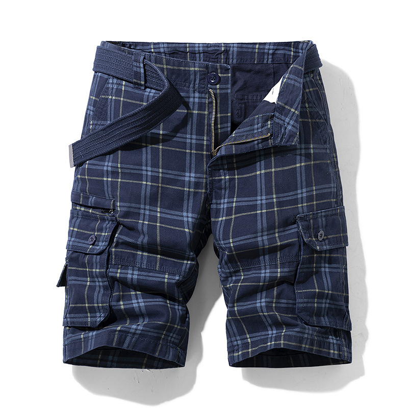 Armando Cotton Blend Check Cargo Shorts – Lightweight Belted Summer Shorts