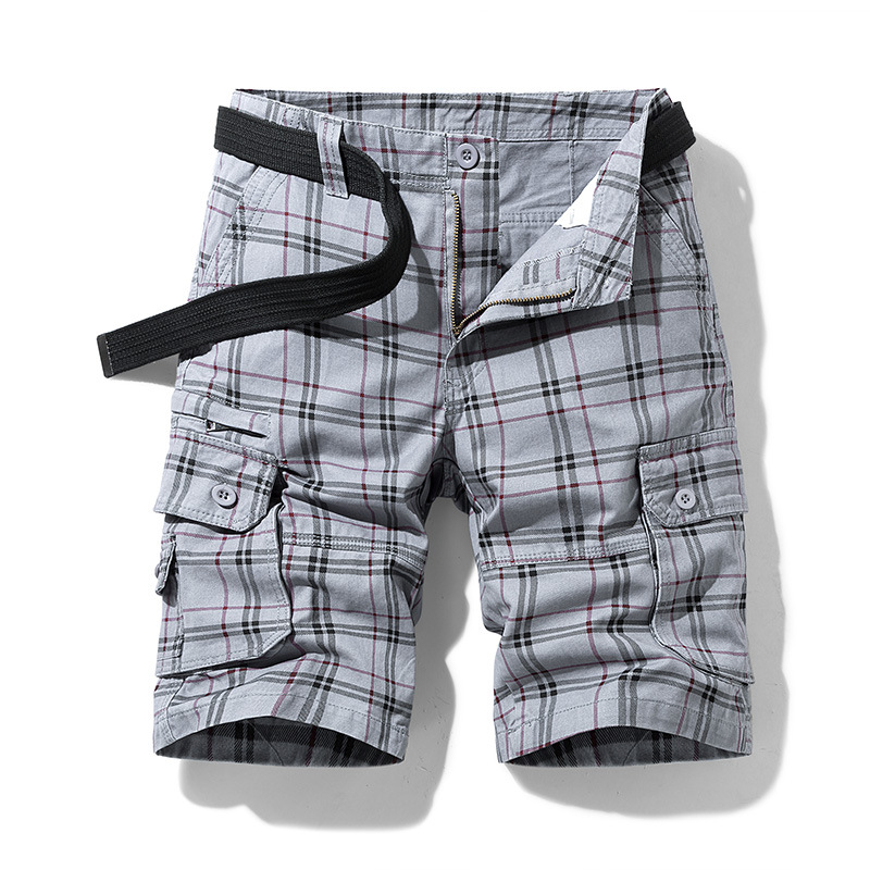 Armando Cotton Blend Check Cargo Shorts – Lightweight Belted Summer Shorts