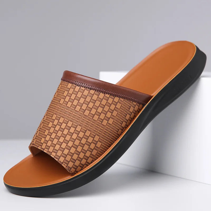 Giovanni Genuine Leather Slide Sandals – Cushioned Comfort Footwear