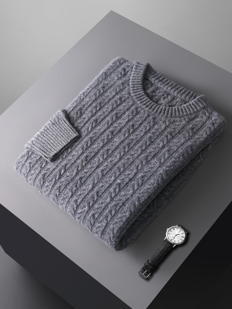 Hudson Men’s Merino Wool Sweater – Cable Knit Sweater