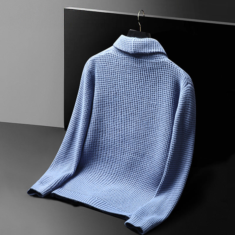Antonio Men’s Knitted Cardigan – Waffle Textured Button-Up Sweater