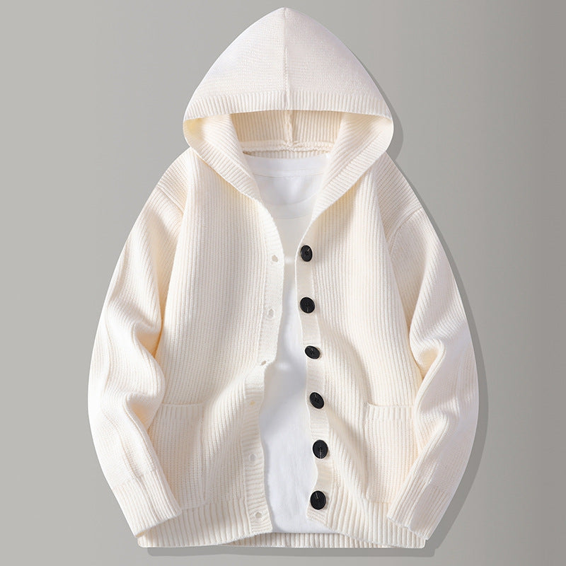 Juliano Men’s Hooded Cardigan – Soft Ribbed Knit Button-Up Cardigan