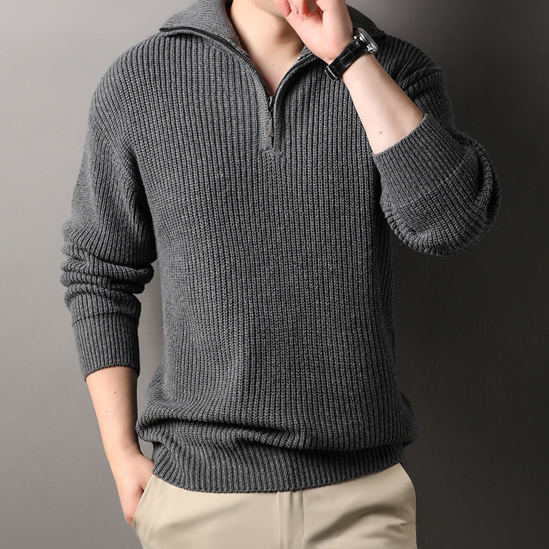 Romeo Men’s Half Zip Sweater – Ribbed Knit Soft Cotton Blend Pullover