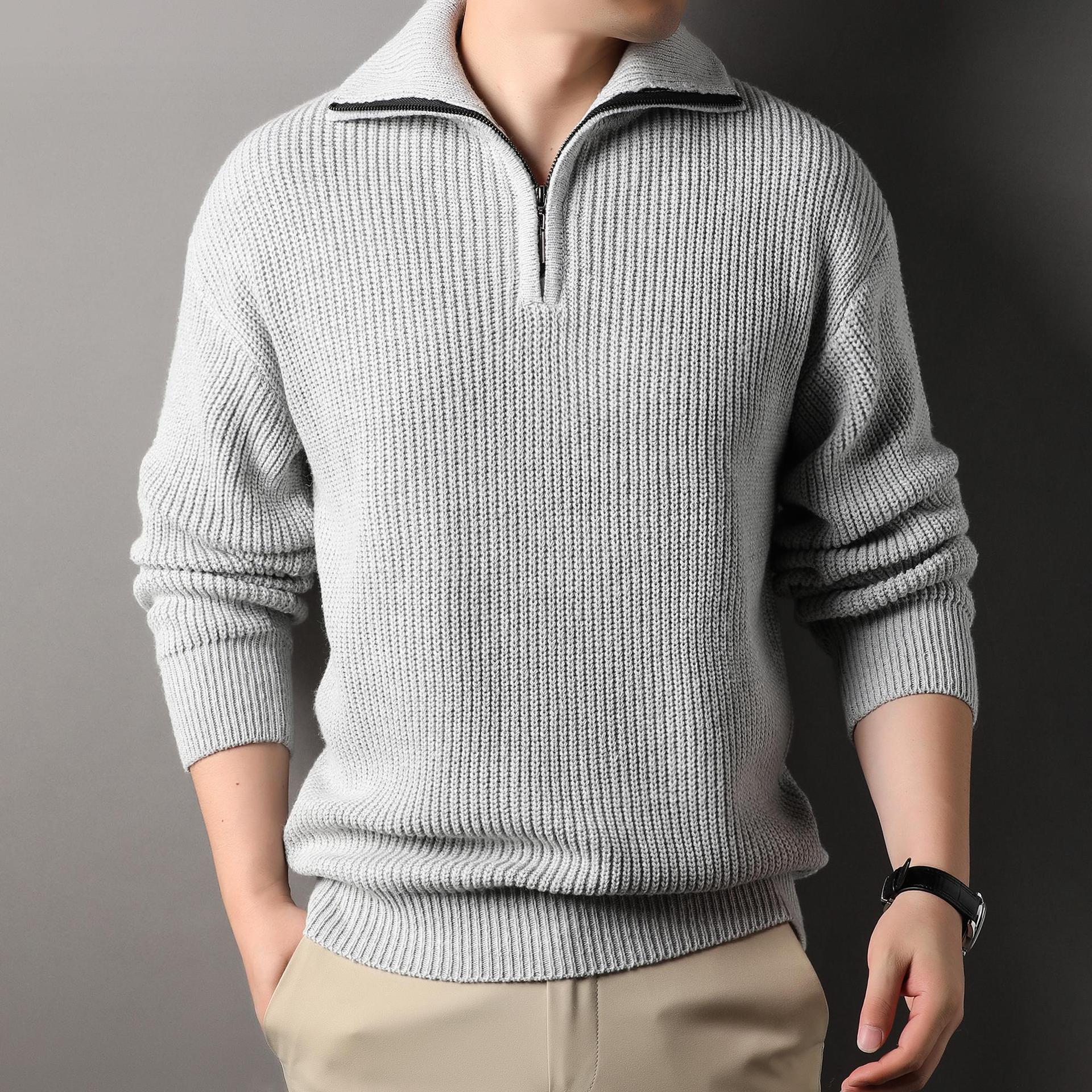 Romeo Men’s Half Zip Sweater – Ribbed Knit Soft Cotton Blend Pullover