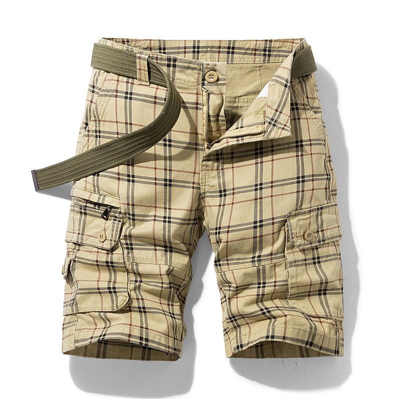 Armando Cotton Blend Check Cargo Shorts – Lightweight Belted Summer Shorts