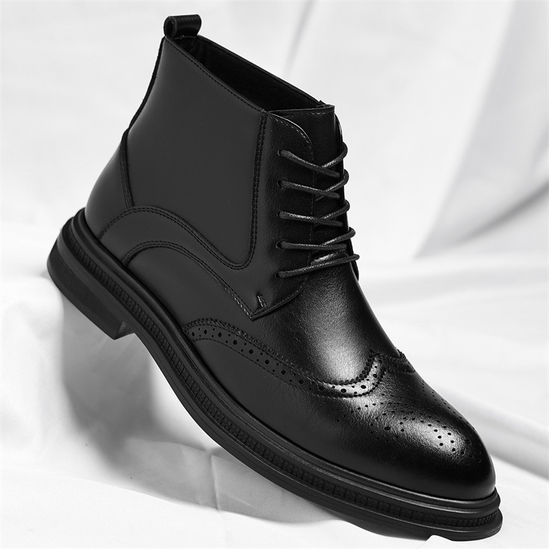 Antonio Men’s Leather Brogue Boots – Genuine Leather with Cushioned Sole