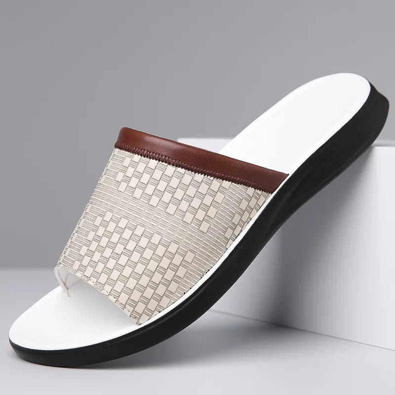 Giovanni Genuine Leather Slide Sandals – Cushioned Comfort Footwear