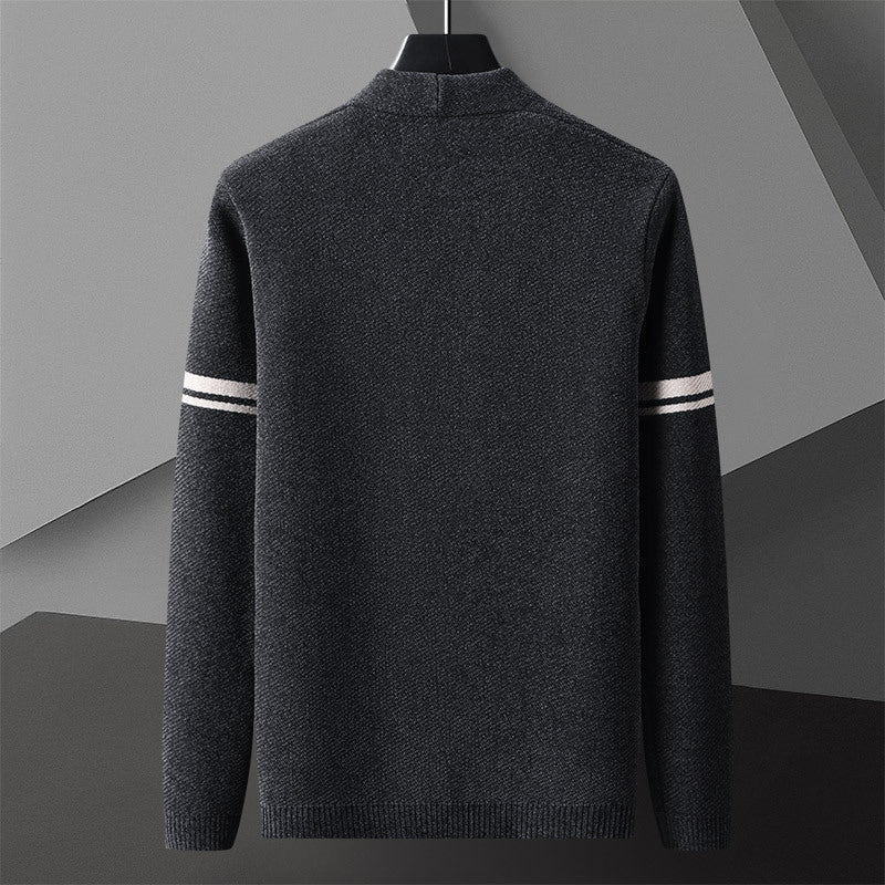 Brooklyn Men’s Knit Cardigan – Button-Up Sweater with Stripe Details