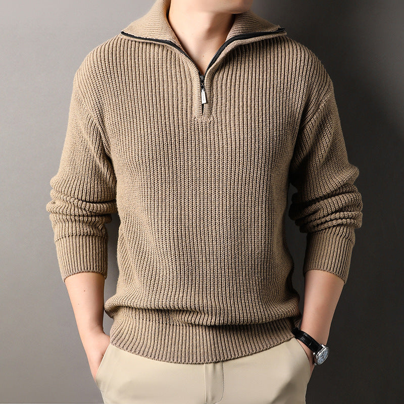 Romeo Men’s Half Zip Sweater – Ribbed Knit Soft Cotton Blend Pullover