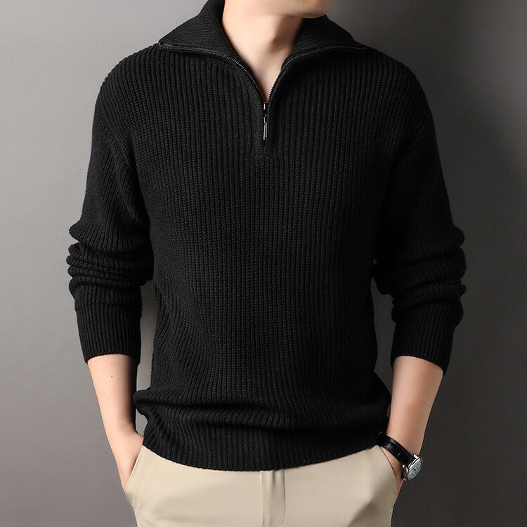 Romeo Men’s Half Zip Sweater – Ribbed Knit Soft Cotton Blend Pullover