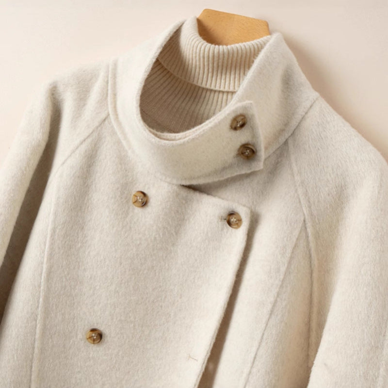 Nadzla Women’s Wool Coat – Structured Funnel Neck Winter Jacket