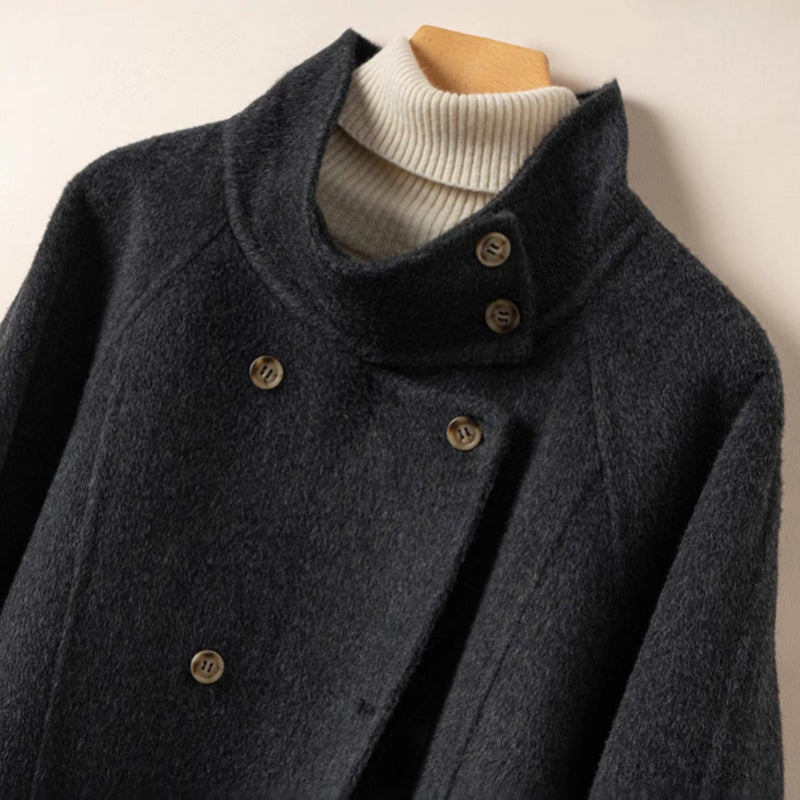 Nadzla Women’s Wool Coat – Structured Funnel Neck Winter Jacket