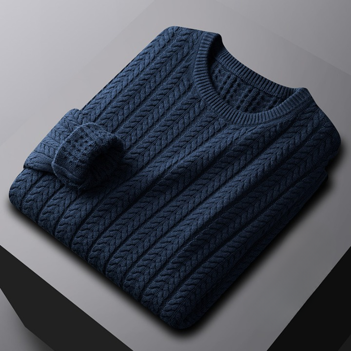 Brayden Men’s Cable Knit Sweater – Textured Knit Crewneck Pullover
