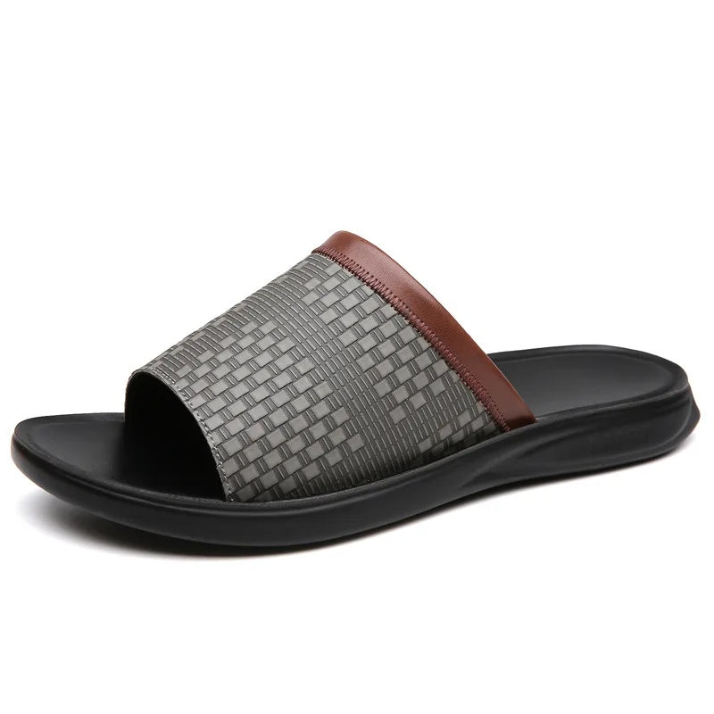 Giovanni Genuine Leather Slide Sandals – Cushioned Comfort Footwear