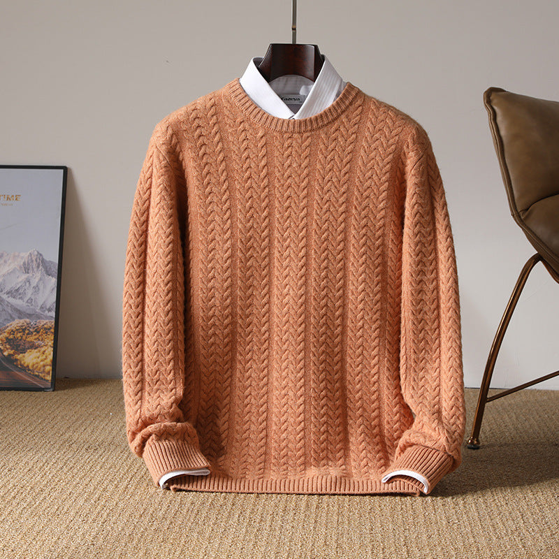 Fraser Men’s Cable Knit Sweater – Textured Knit Crewneck Sweater