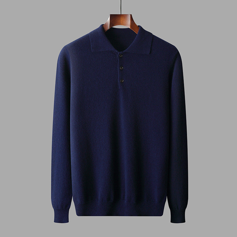 Harrison Men’s Polo Sweater – Wool Knit with Classic Collar & Ribbed Finish