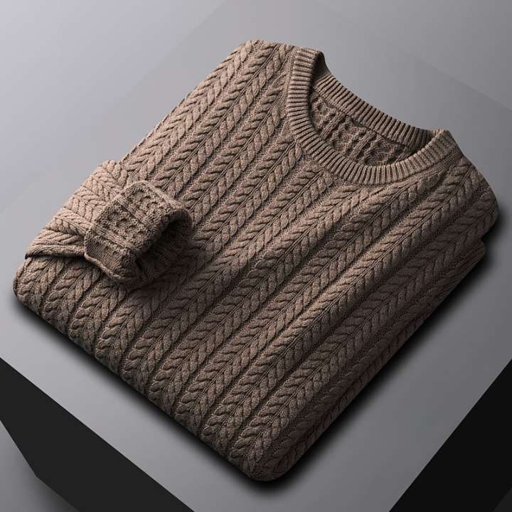 Brayden Men’s Cable Knit Sweater – Textured Knit Crewneck Pullover