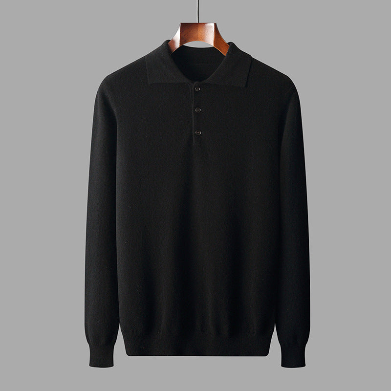 Harrison Men’s Polo Sweater – Wool Knit with Classic Collar & Ribbed Finish