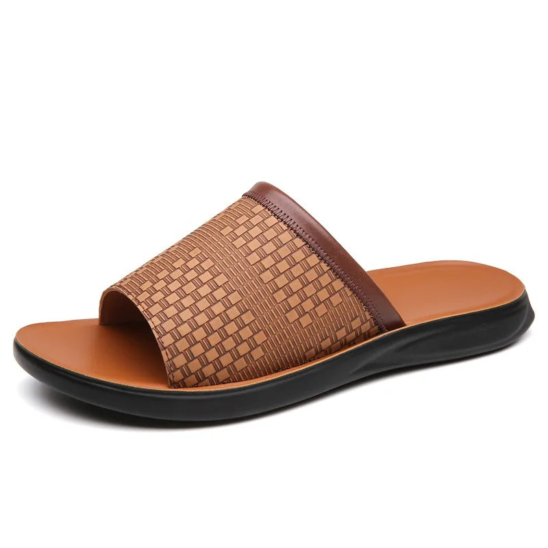 Giovanni Genuine Leather Slide Sandals – Cushioned Comfort Footwear