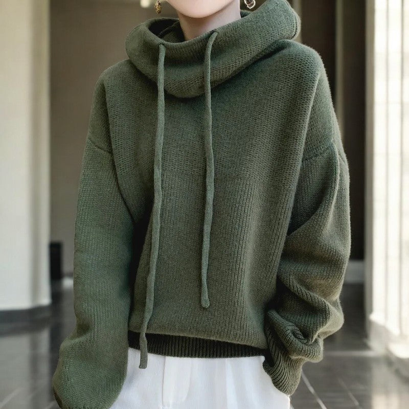 Selena Women’s Hoodie Sweater – Premium Merino Wool Pullover