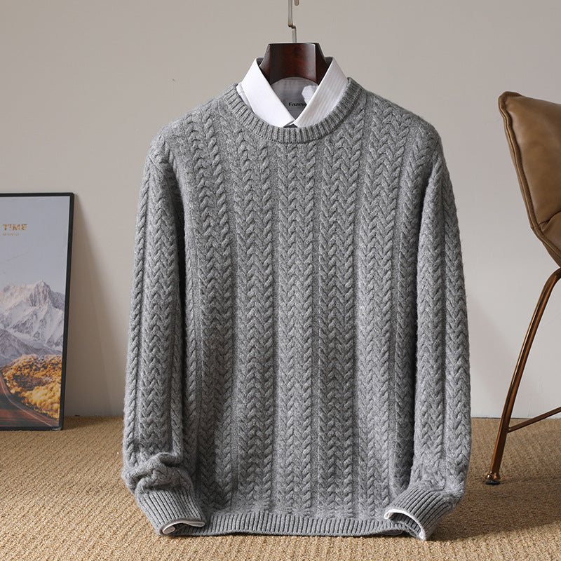 Fraser Men’s Cable Knit Sweater – Textured Knit Crewneck Sweater